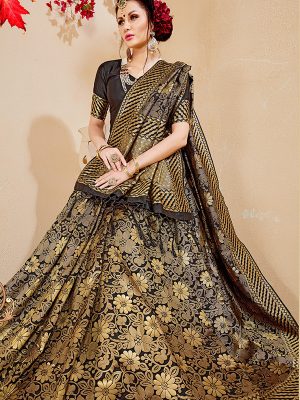 Black Colour Designer Banarasi Art Silk Omnah Saree