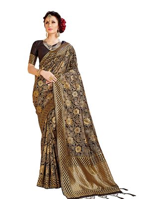 Black Colour Designer Banarasi Art Silk Omnah Saree