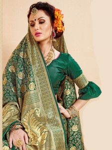 Green Colour Designer Banarasi Art Silk Omnah Saree
