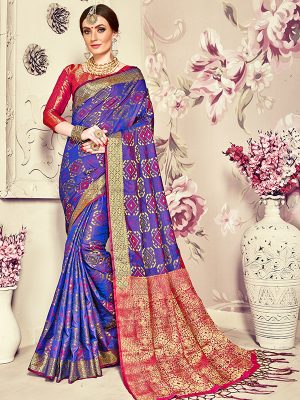 Blue Colour Designer Banarasi Silk Paridhan Saree