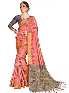 Pink Colour Designer Banarasi Silk Paridhan Saree