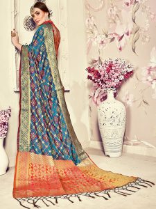 Turquoise Blue Colour Designer Banarasi Silk Paridhan Saree