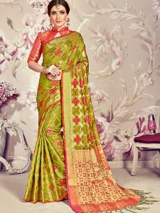 Mehendi Green Colour Designer Banarasi Silk Paridhan Saree