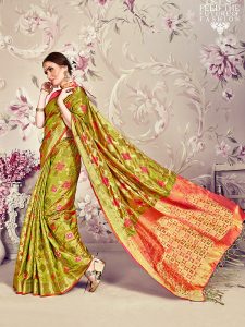 Mehendi Green Colour Designer Banarasi Silk Paridhan Saree