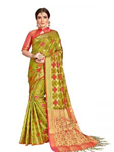 Mehendi Green Colour Designer Banarasi Silk Paridhan Saree