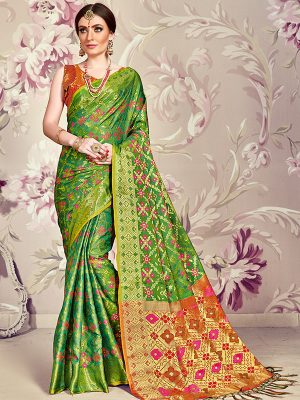 Green Colour Designer Banarasi Silk Paridhan Saree