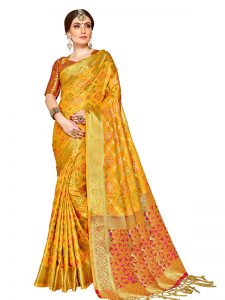 Yellow Colour Designer Banarasi Silk Paridhan Saree
