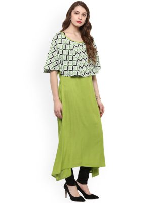 Women Green A-Line Kurta