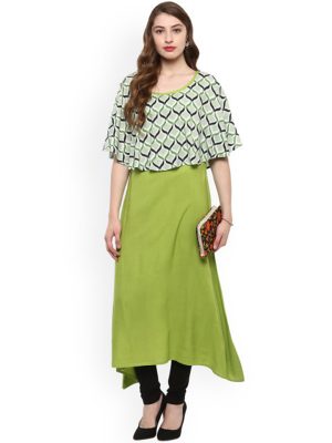 Women Green A-Line Kurta