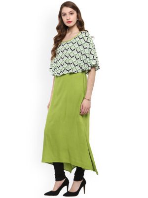 Women Green A-Line Kurta