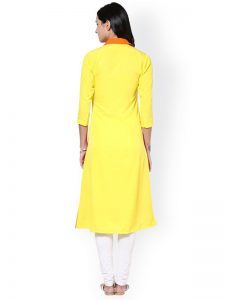 Orange & Yellow Colour Block Kurta