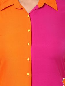 Orange & Yellow Colour Block Kurta