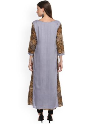 Women Grey & Brown Layered Kurta