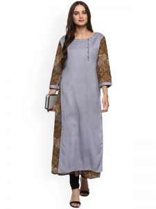 Women Grey & Brown Layered Kurta