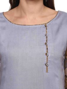 Women Grey & Brown Layered Kurta