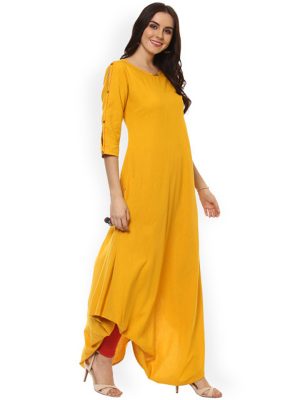 Women Yellow Solid Anarkali Kurta