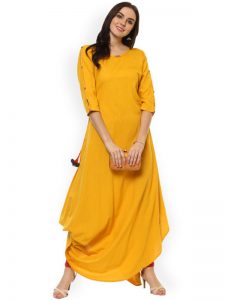 Women Yellow Solid Anarkali Kurta