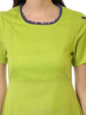 Women Green Solid A-Line Kurta