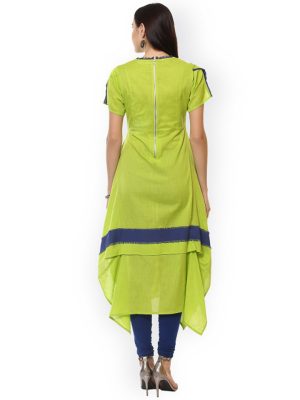 Buy Women Green Solid A-Line Kurta Online at Zakarto