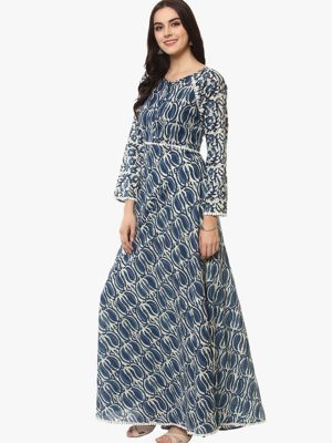 Blue Printed Anarkali Kurta