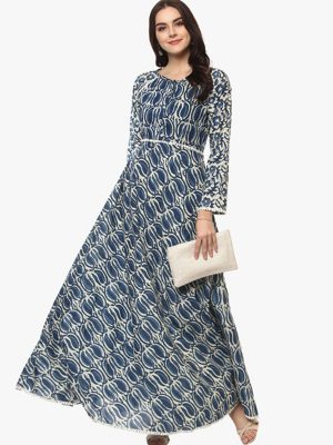 Blue Printed Anarkali Kurta