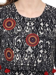 Women Black Printed Straight Kurta