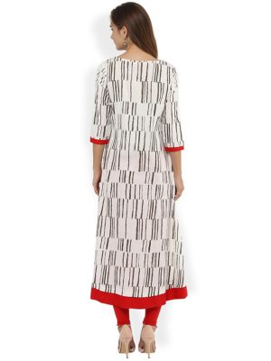 Women White Printed Straight Kurta