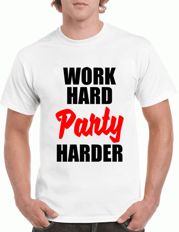 Work Hard Party Harder LED T-Shirt