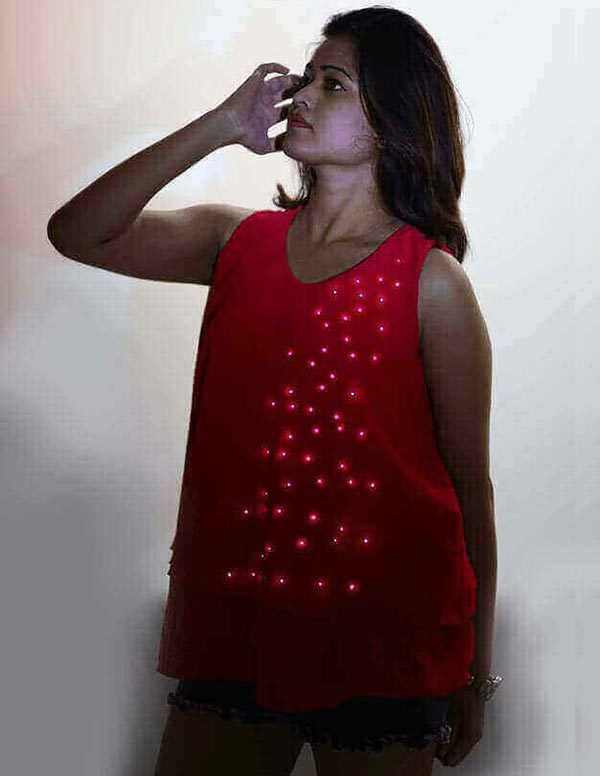 Red Layered Dress with LEDs