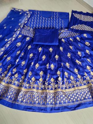 Tapeta Silk Embroidery Blue Lehenga Choli