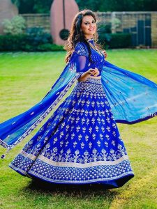 Tapeta Silk Embroidery Blue Lehenga Choli