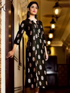 Pure Reyon Fabric Gold Print Malticlour Kurti