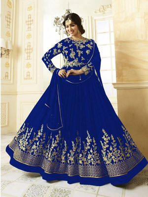 Blue Fox Georgette & Embroidery And Diamond Work Anarkali Suit