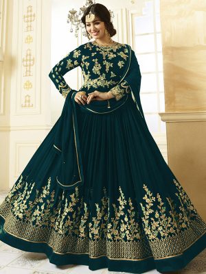 Fox Georgette & Embroidery And Diamond Work Anarkali Suit