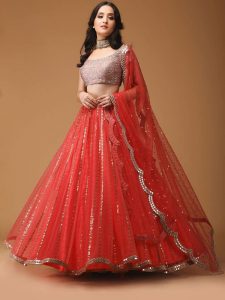 Net With Embroidery Sequence Lehenga Choli