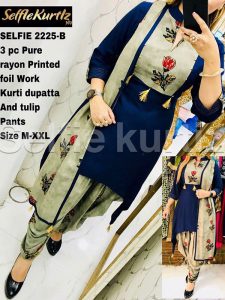 Rayon Blue Selfie Kurti