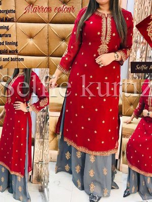 Pure Georgette Red Selfie Kurti