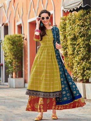 Heavy Reyon & Cotton Multicolor Kurti