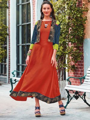 Multicolor Heavy Reyon & Cotton Kurti