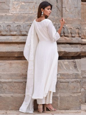 Malika-E-Alam White Mukaish Rajasthani Heritage Kurta