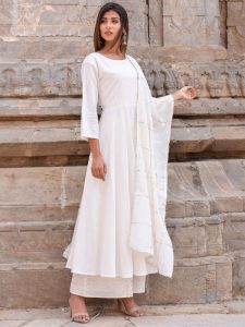 Malika-E-Alam White Mukaish Rajasthani Heritage Kurta