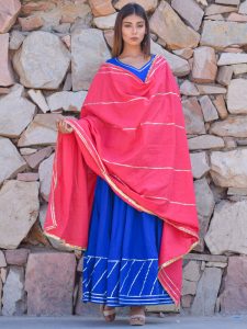 Blue Ethnic Gown With Dupatta