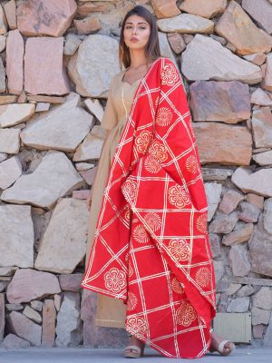 Ethnic Gher Pleated Kurta Plazzo And Dupatta