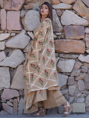 Coffee Plain Cotton Kurta Sets