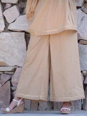Coffee Plain Cotton Kurta Sets