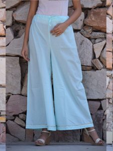 Sky Blue Ethnic Gher Pleated Kurta Plazzo And Dupatta