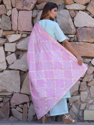 Ethnic Gher Pleated Kurta Plazzo And Dupatta