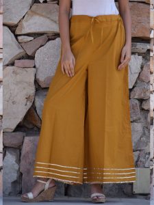 Mustard Plain Cotton Kurta Sets