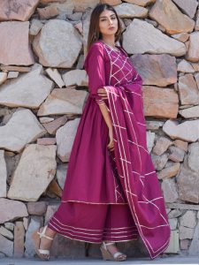 Ethnic Gota Work Kurta Plazzo And Dupatta