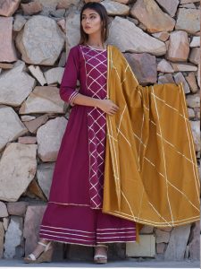 Purple Plain Cotton Kurta Sets